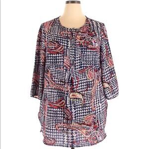 Fig & Flower Womens Tunic Paisley Floral Sheer Artsy Lagenlook Lightweight Boho